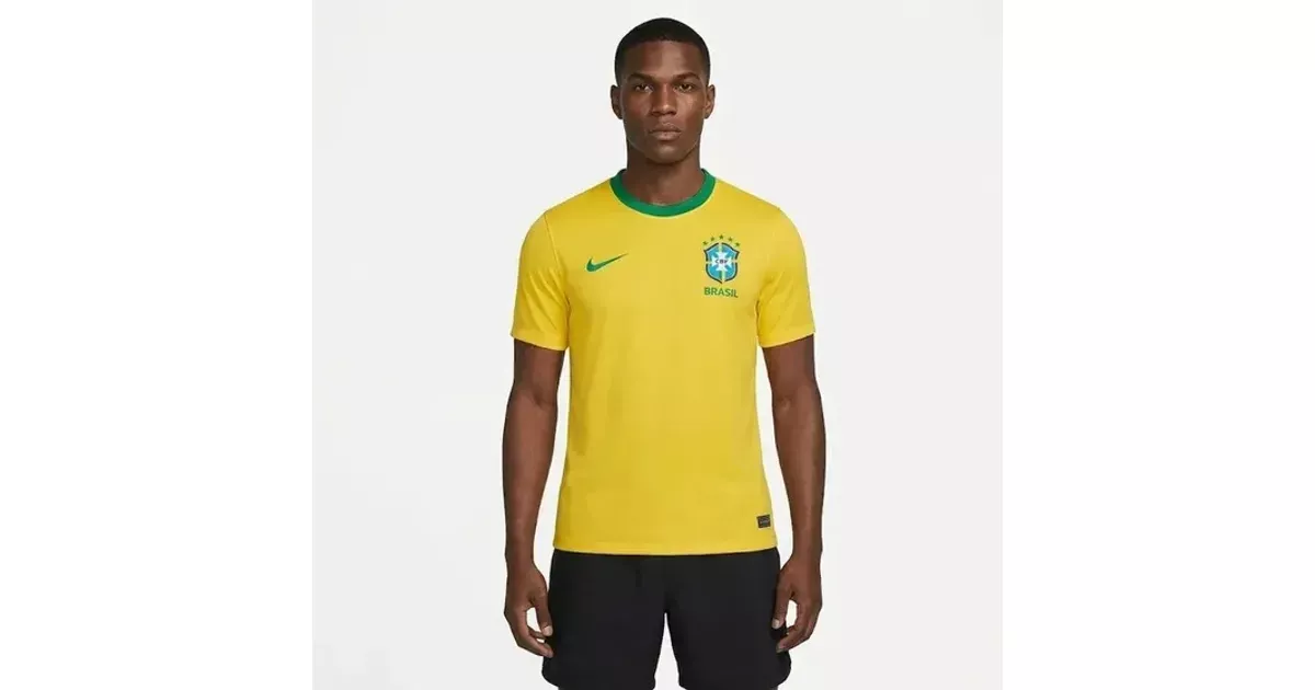 Camisa do Brasil amarela, primeiro uniforme oficial Nike da Seleção Brasileira para a Copa do Mundo de 2026