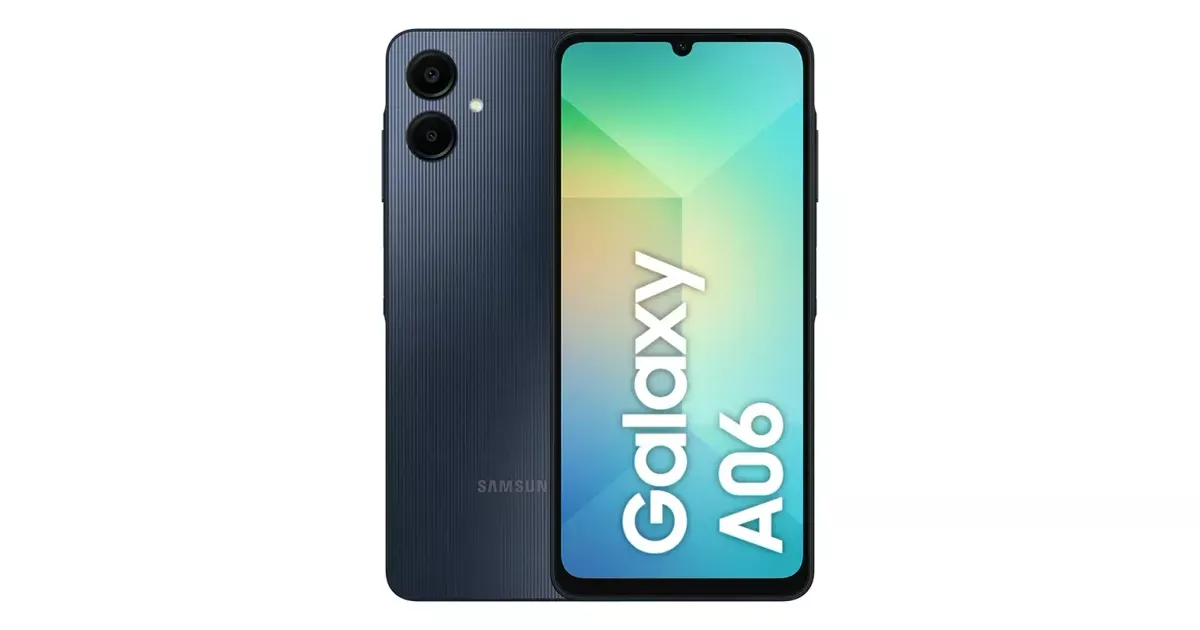 Samsung Galaxy A06 4G na cor azul escuro, smartphone de entrada com tela de 6,7 polegadas e câmera de 50 MP
