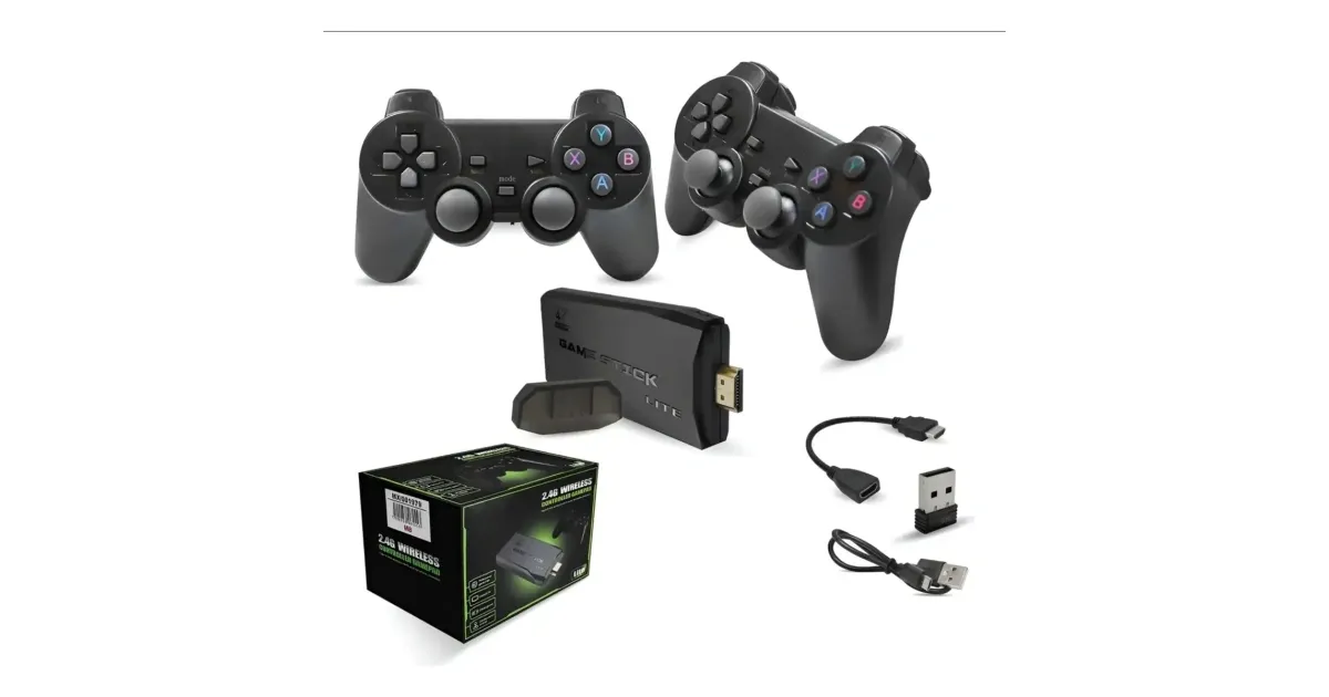 Game stick 4K com saída HDMI e 2 controles para emular clássicos