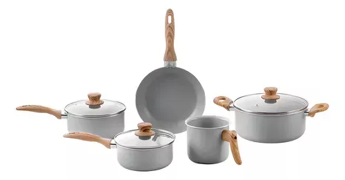 Jogo de panelas antiaderente Brinox Ceramic Life Easy 5 peças cinza