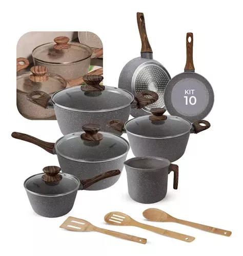 Conjunto de panelas antiaderentes Mimo Style cerâmica 10 peças